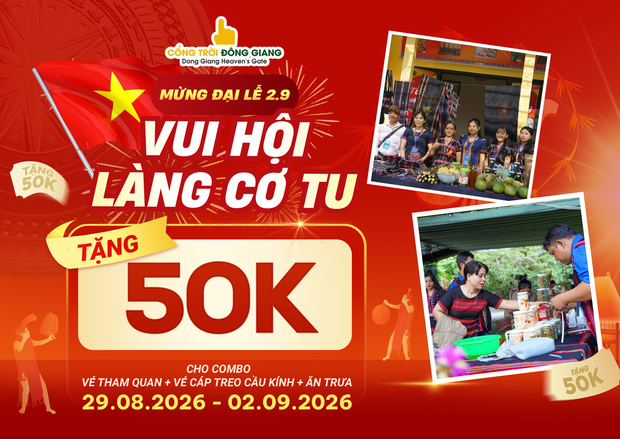 Tặng ngay 50K khi đăng ký combo trọn gói gồm vé tham quan, cáp treo, cầu kính và buffet trưa