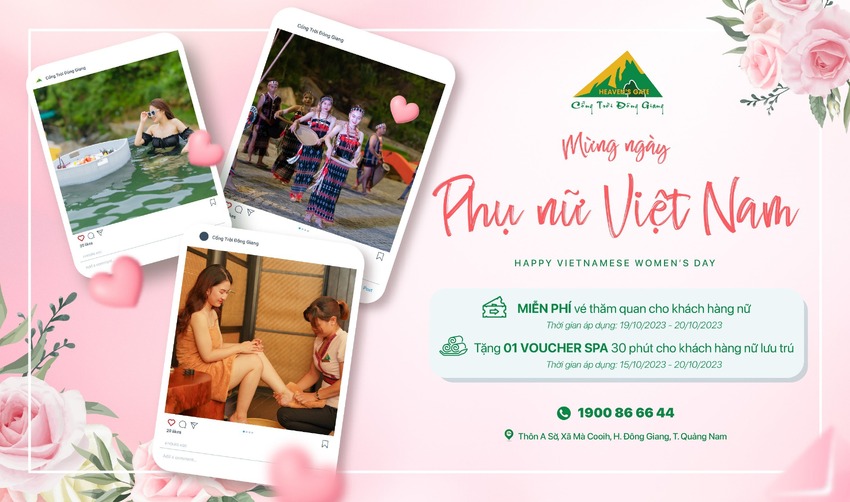 KDL ST CỔNG TRỜI ĐÔNG GIANG DÀNH TẶNG “PHÁI ĐẸP” LOẠT ƯU ĐÃI HẤP DẪN NHÂN NGÀY PHỤ NỮ VIỆT NAM 20/10