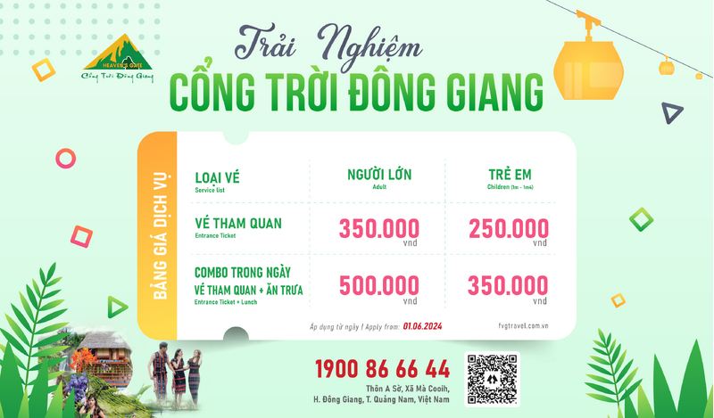 CỔNG TRỜI ĐÔNG GIANG CẬP NHẬT BẢNG GIÁ VÉ MỚI NHẤT T6/ 2024