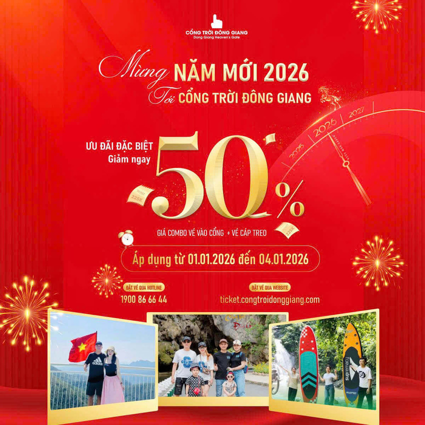 Mừng năm mới 2026 giảm sốc 50% combo vé Cổng trời Đông Giang